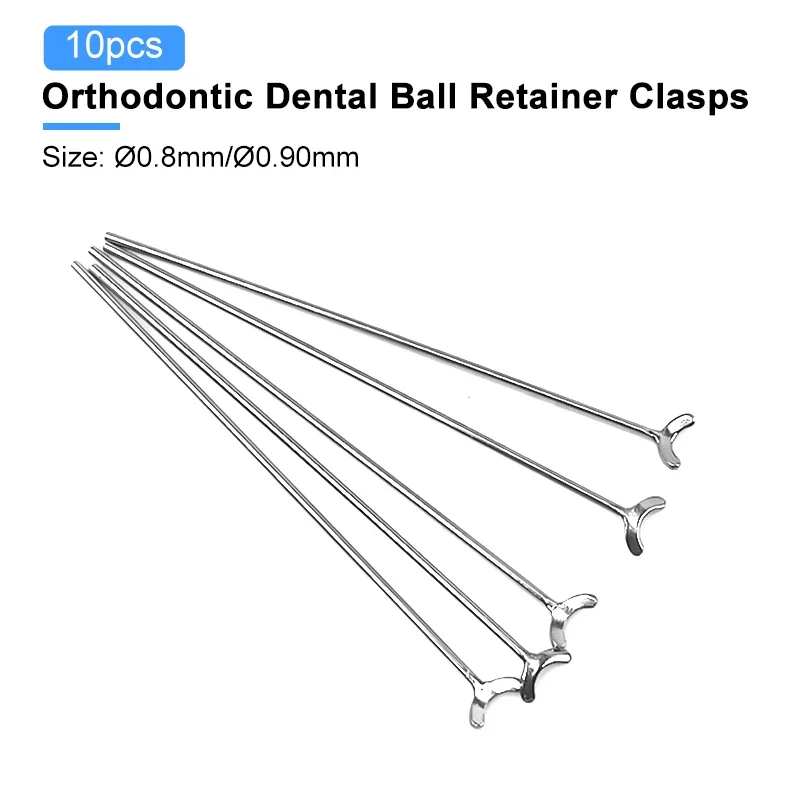 

10pcs Dental Ball Retainer J Clasp Oblique Clasps Bars Φ0.8mm/0.9mm Y-Type Scheu Style Orthodontic Ball Hooks Gancia Palla Tools