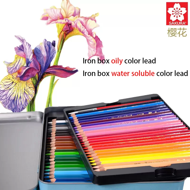 Sakura Watercolor Pencils Oily Colored Pencil 24/36/48/60/72 Color Set