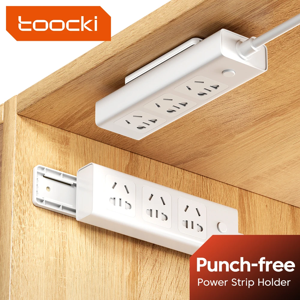 Toocki Self-Adhesive Power Socket Strip Fixator Wall Mounted Self Adhesive Punch Free Row Plug Holder for Kitchen Home Office 1