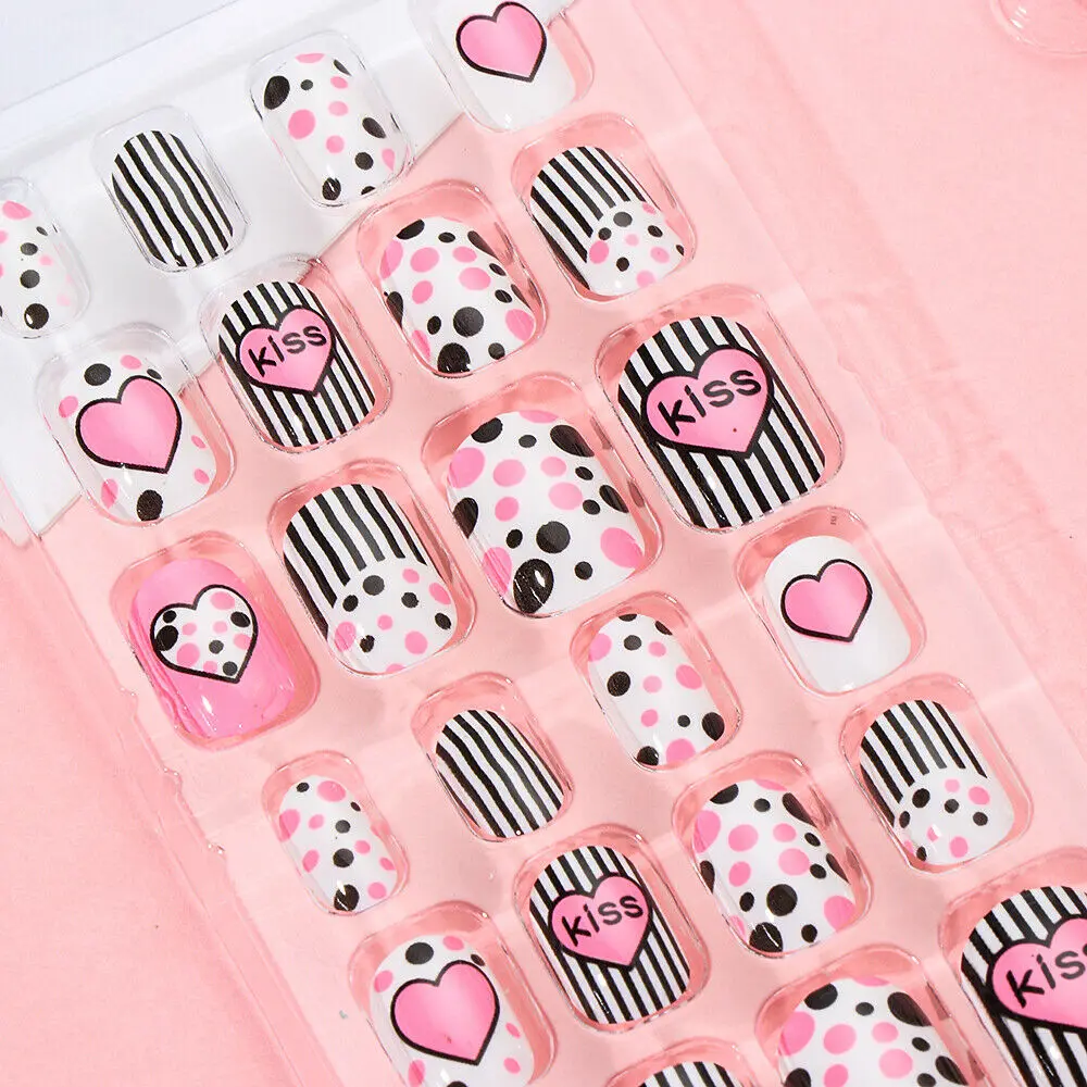 Cartoon Press On Candy Color Full Cover Fake Nails Nail Art False Nails Manicure Tips
