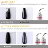 Makartt Holographic No Wipe Top Base Coat Set Soak Off UV LED Gel Nail Polish Glitter Mirror Top Base Coat Poly Nail Gel Shine 5