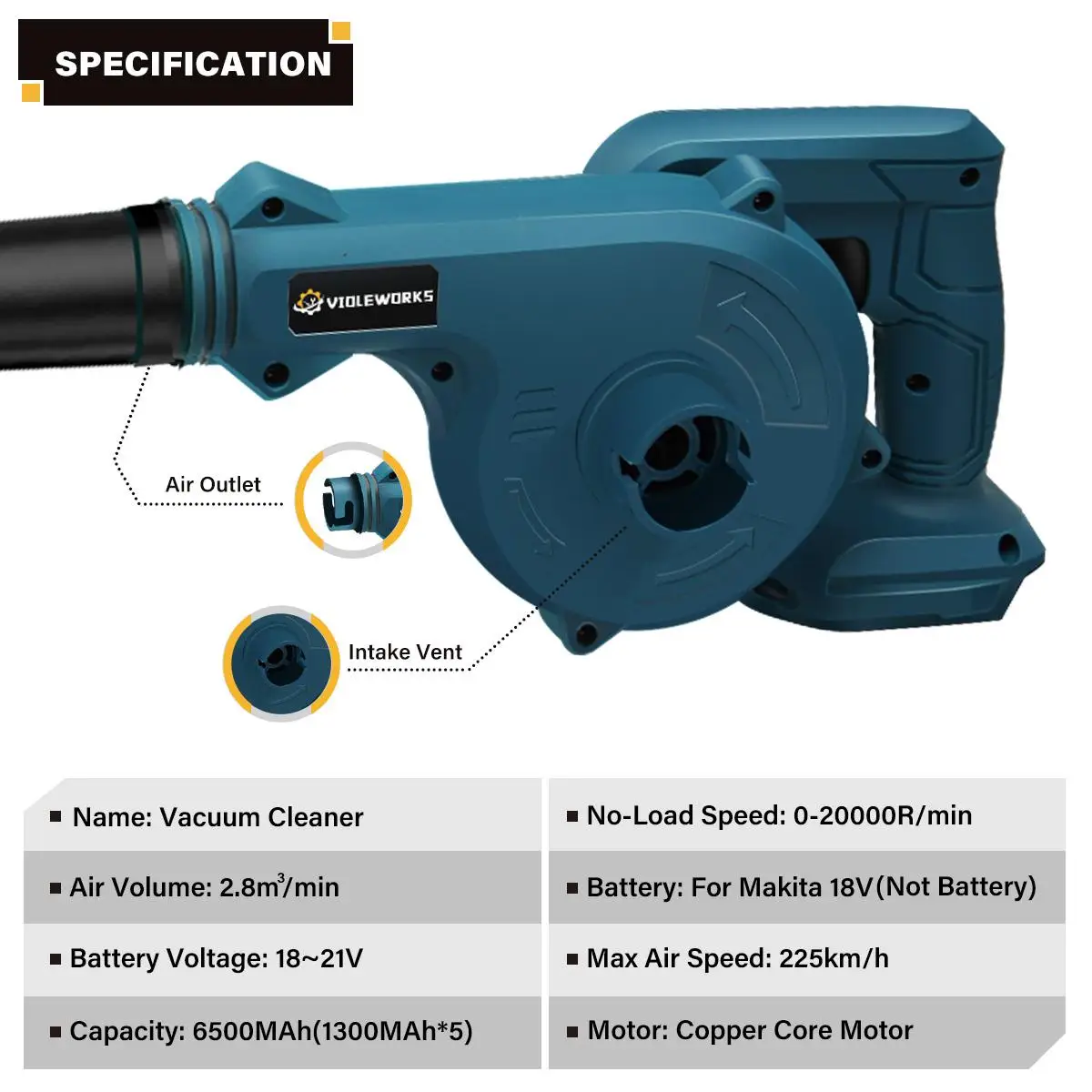 VIOLEWORKS   ǳ,  ǻ  , ŰŸ 18V ͸ û  ǳ, 1500W, 20000rpm