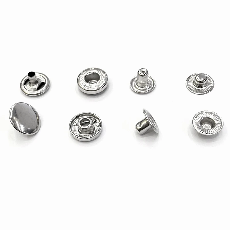 8050# Metal Stainless Steel  Snap Fastener Buttons Rivet Clasp Jacket Clothing Jeans Collar Belt Buckle 50 Sets Silver 2