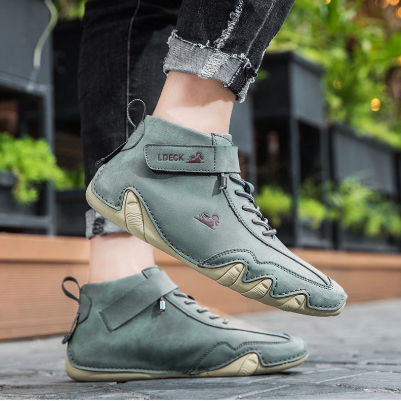 Men Casual Boots Leather Men Shoes Luxury Brand High Quality Ankle Boots Waterproof Winter Sport Shoes For Motorcycle