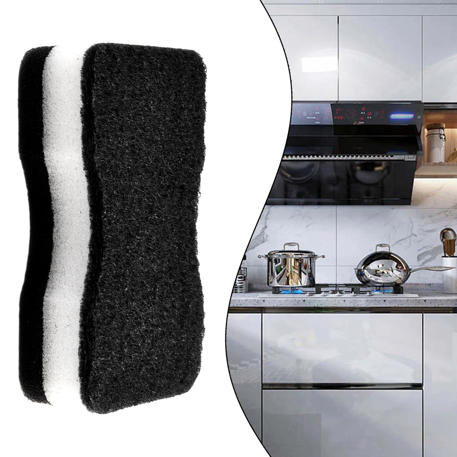 5 PCS Sponge Rub Black Dish Sponge Scouring Pad Kitchen Cleaning Sponge Wiping Loofah  11x6.5x3.5cm/4.3x2.5x1.3inch