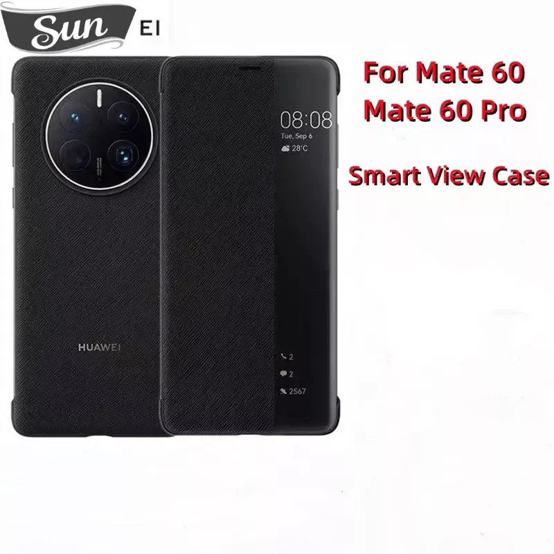 

Оригинальный чехол Smart View для Huawei Mate 60 Pro, чехол-книжка с автоматическим переходом в спящий режим и пробуждением, роскошный кожаный чехол для телефона Mate60 Fundas Capa