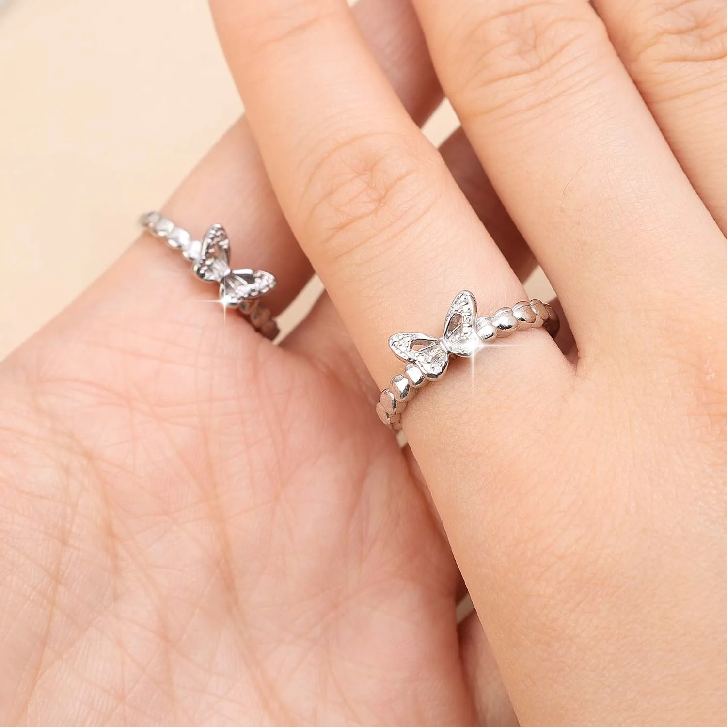 Fashion Adjustable Butterfly Ring Silver Color Butterfly Shape Open Finger Rings Wedding Party Gifts Daily Jewelry Accessories