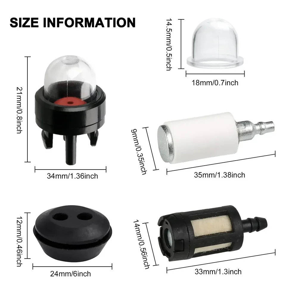 Kit 4 Tubi Carburante Con Filtro - Per Tosaerba, Decespugliatori E Motori Benzina, Include Lampadina Primer - Foto 9