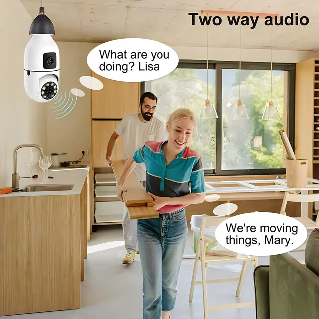 YI Iot 2MP E27 Bulb Surveillance Dual Lens Camera Night Vision Full Color Automatic Human Track Security Monitor Wifi Camera 5