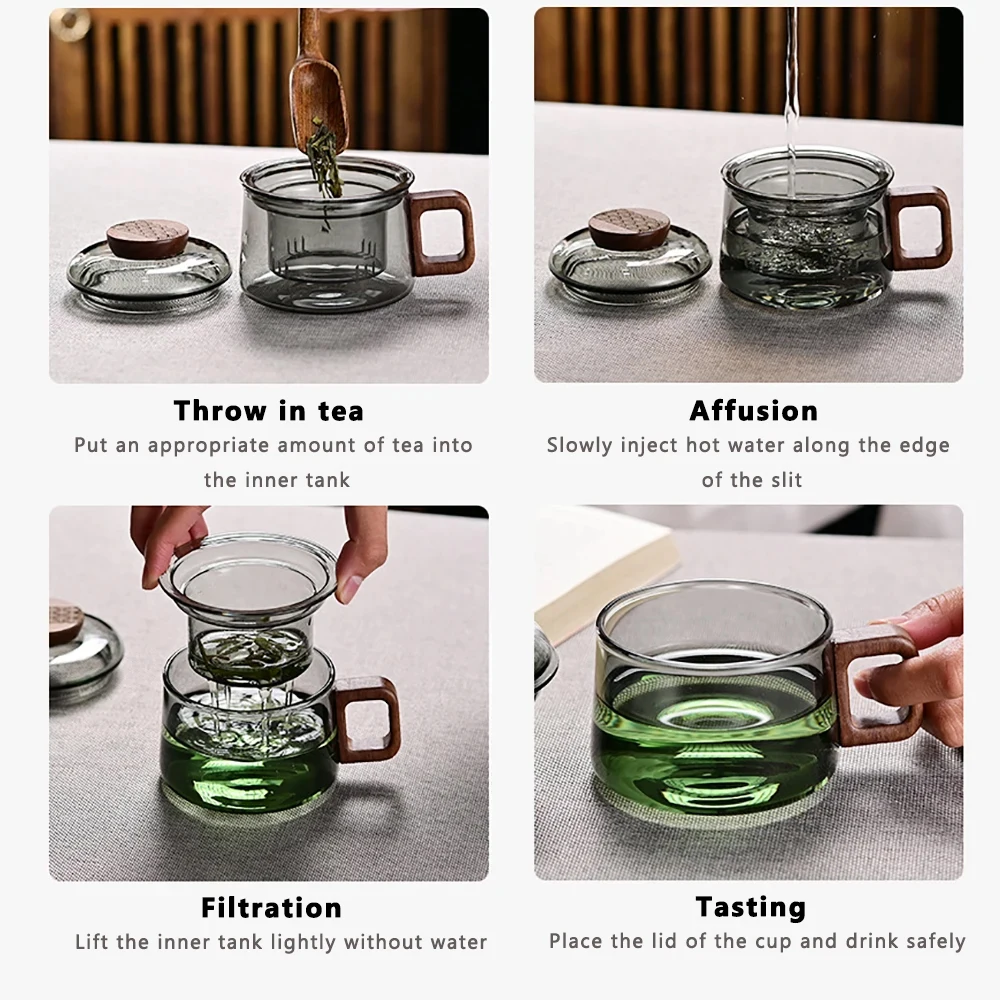 200ml Heat Resistant Borosilicate Glass Tea Cup - Kung Fu Tea Set with Cover - Image 5