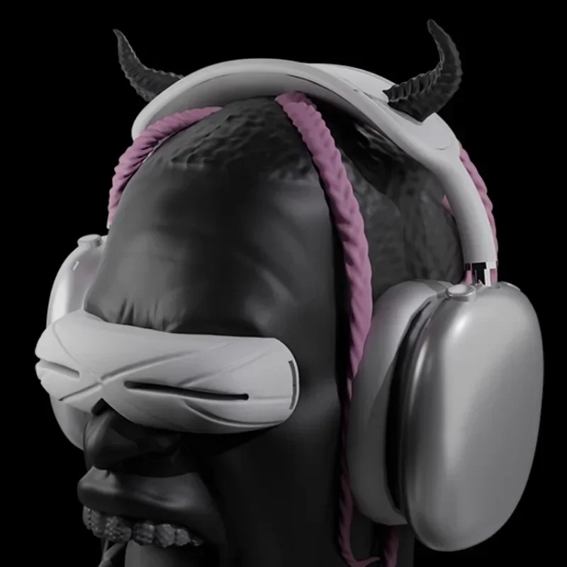 AirPods Maxケースカバー用デビルホーン、Y2Kヘッドホンケース