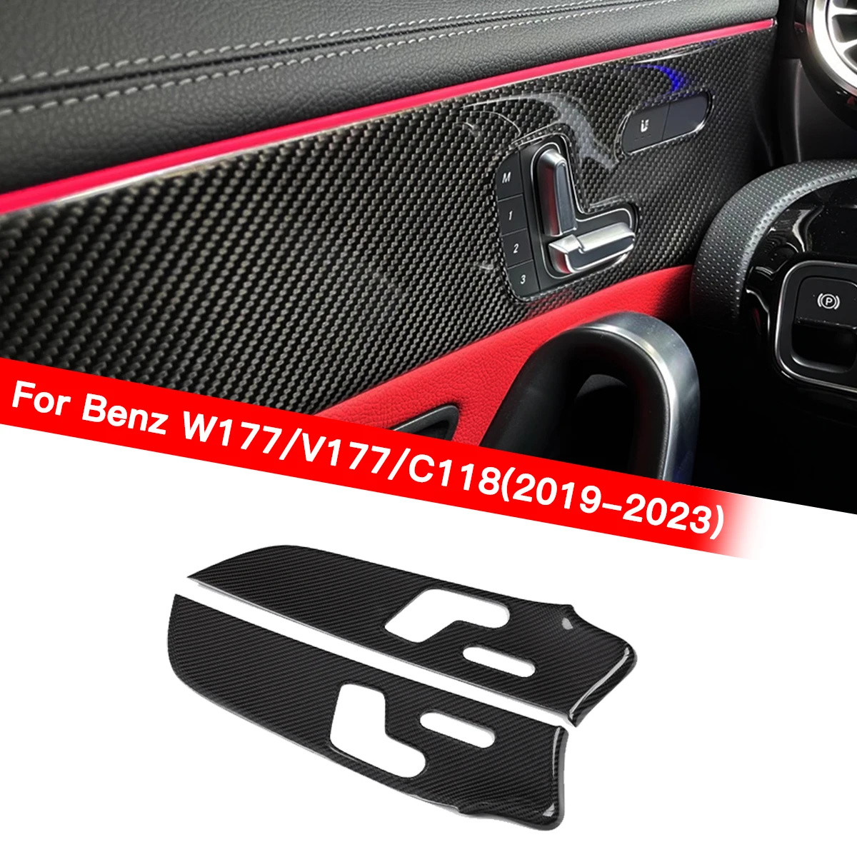 Дверная панель из углеродного волокна для Mercedes Benz CLA/A Class A180 A200 A35L A45S CLA35 CLA45 CLA45S W118 W177 V177 внутренняя дверь молдинг украшение панели автомобильные аксессуары отделка крышка