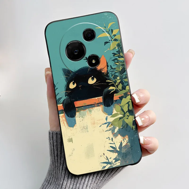 Aesthetic Cute Cat Soft Silicone Black Protective Phone Case Cover