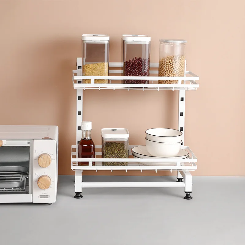 

2/3Layers Kitchen Storage Rack Adjustable Stainless Steel Seasoning Shelf Organizer Knife Jar Kitchen Accessories Organizer