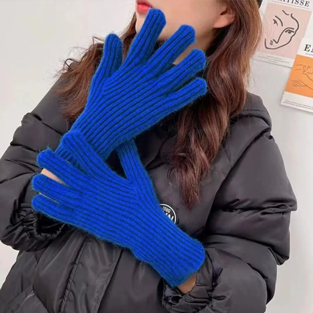 

Finger Hole Gloves Cycling Gloves Soft Knitted Winter Gloves with Touchscreen Function Anti-slip Design Cold-proof for Outdoor