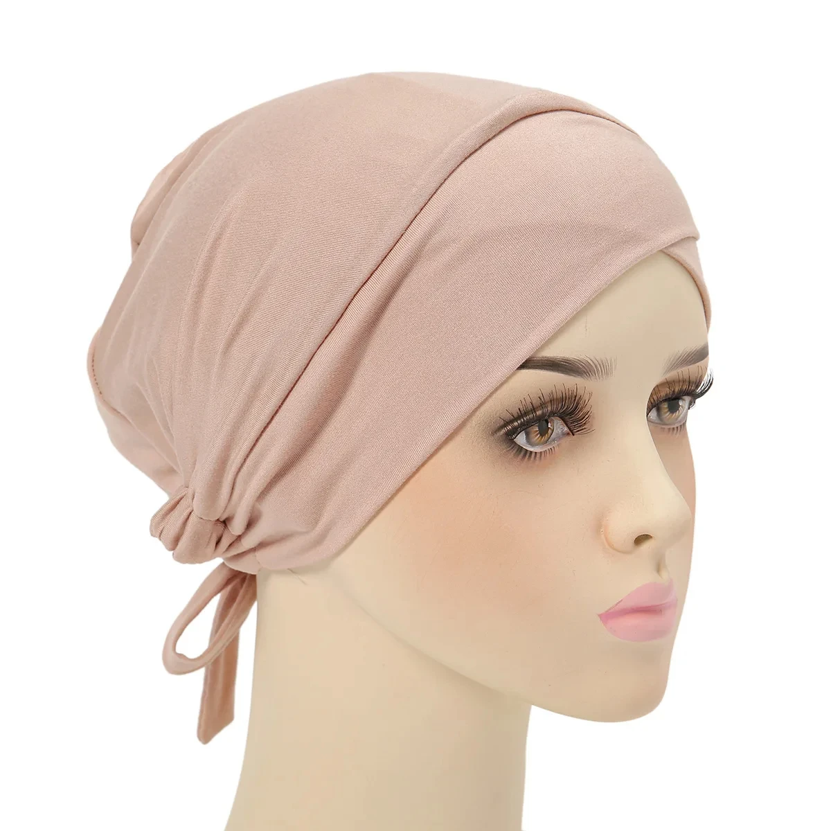Elastic Hijab Undercap Lining Satin Turban Hats Back Tied Adjustable Head Wraps Head Scarf Chemo Cap For Women