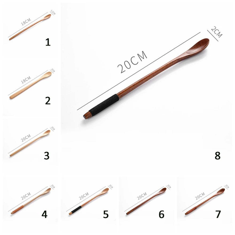 Wooden Spoon Cooking Honey Server Tea Coffee Stirring Spoons