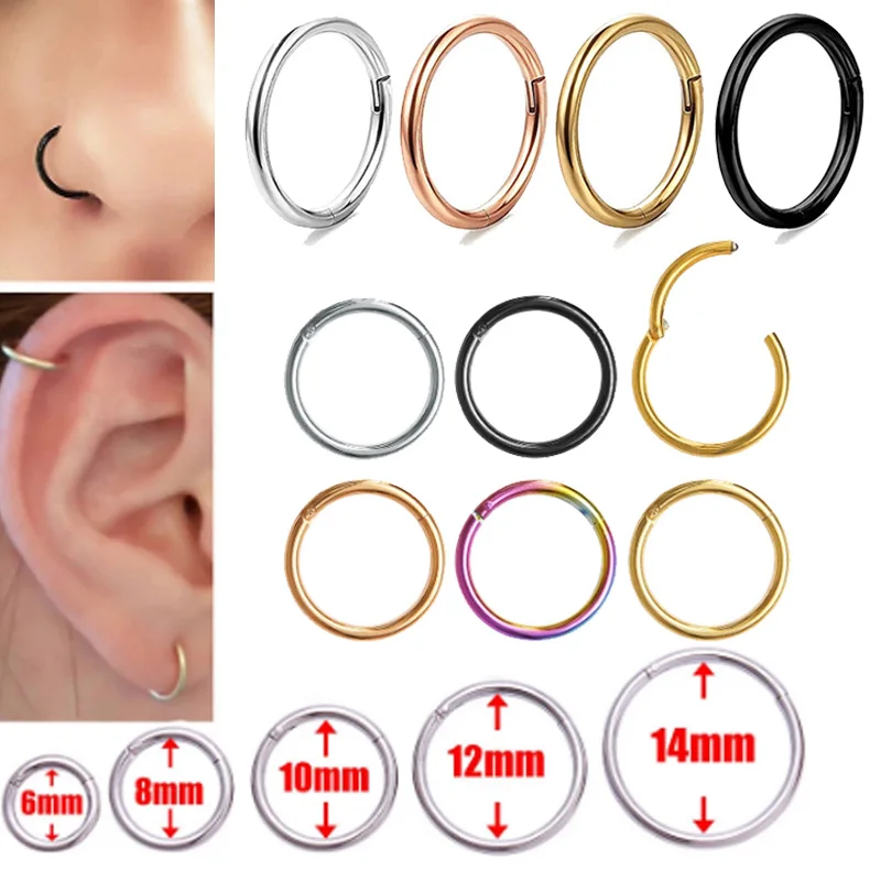 50/100PCS Stainless Steel Small Nose Rings Septum Piercing Mixed Color Body Clips Hoop Earrings For Women Men Cartilage Jewelry