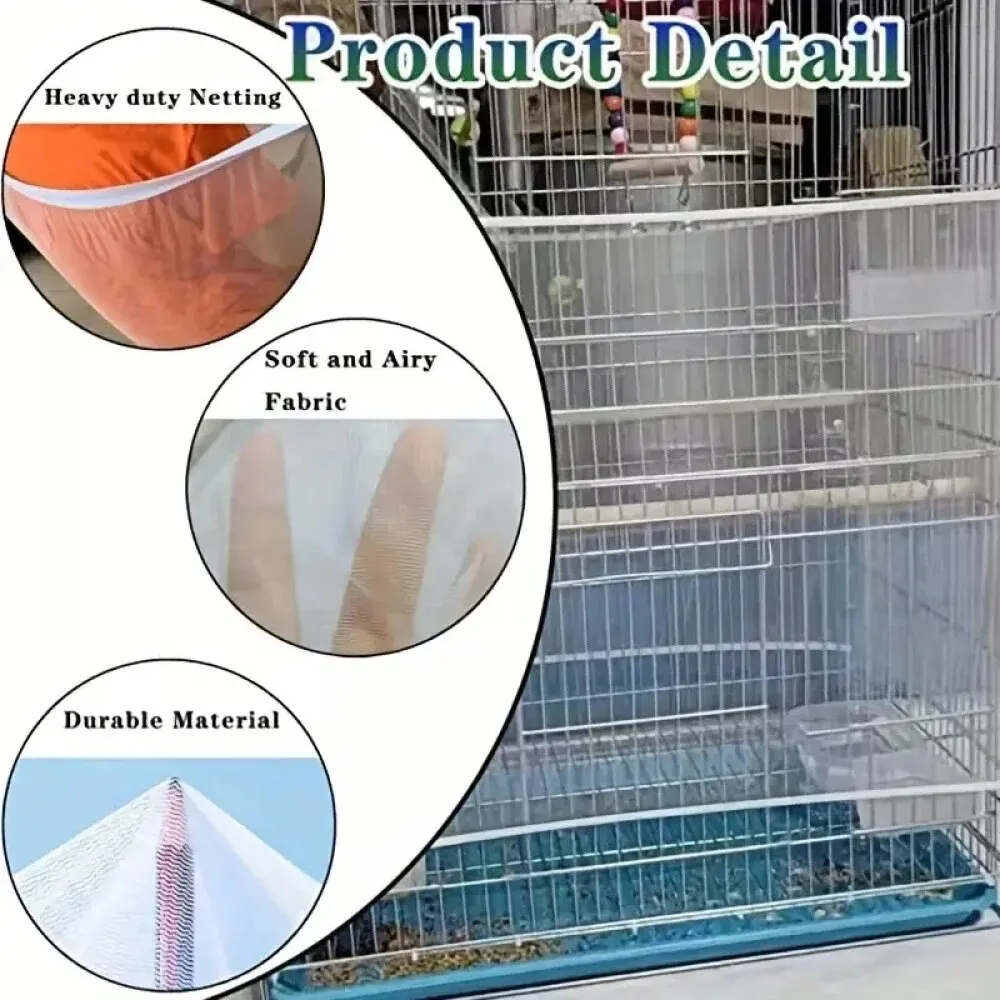 Cubierta Universal Ajustable Para Jaula De P&aacute;jaros Y Loros, Falda De Malla El&aacute;stica Transpirable, Cubierta Red a Prueba bird cage cover bird cage accessories