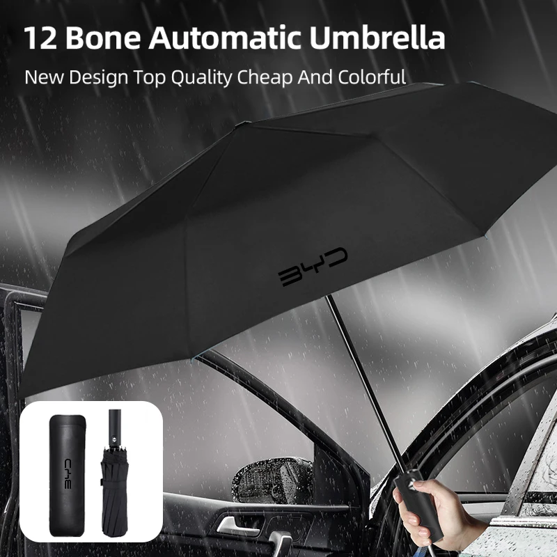 12 Bone Car Folding Umbrella Automatic Sunshade Accessories For BYD I3 F3 F0 F6 S6 S7 E5 E6 Tang Song Qing Yuan Han Max