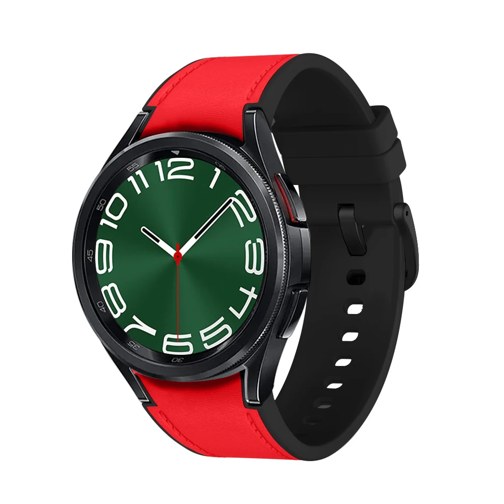 Premium Leather and Silicone Strap with Leather Grain Finish