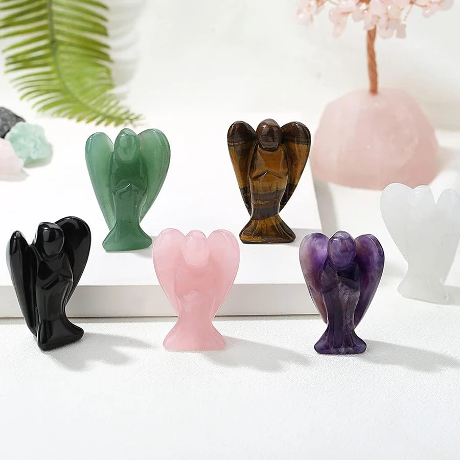 Celestial Harmony: Polished Hand-Carved Angel Crystal Statue