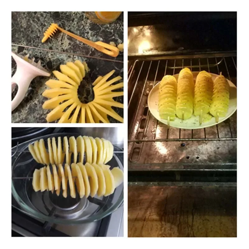 Potato Slicer 3 String Rotate Spiral Slice Cutter Twisted Vegetable Tools Stainless DIY Manual Creative Kitchen Gadgets