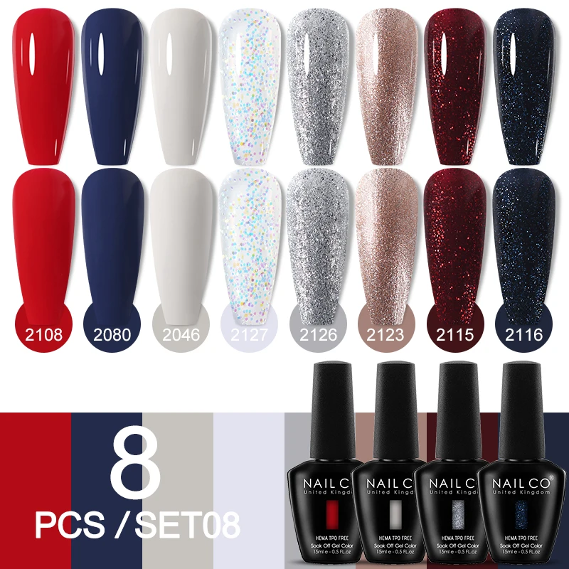 Deluxe 8-Piece Gel Nail Polish Set for Professional DIY Manicures
