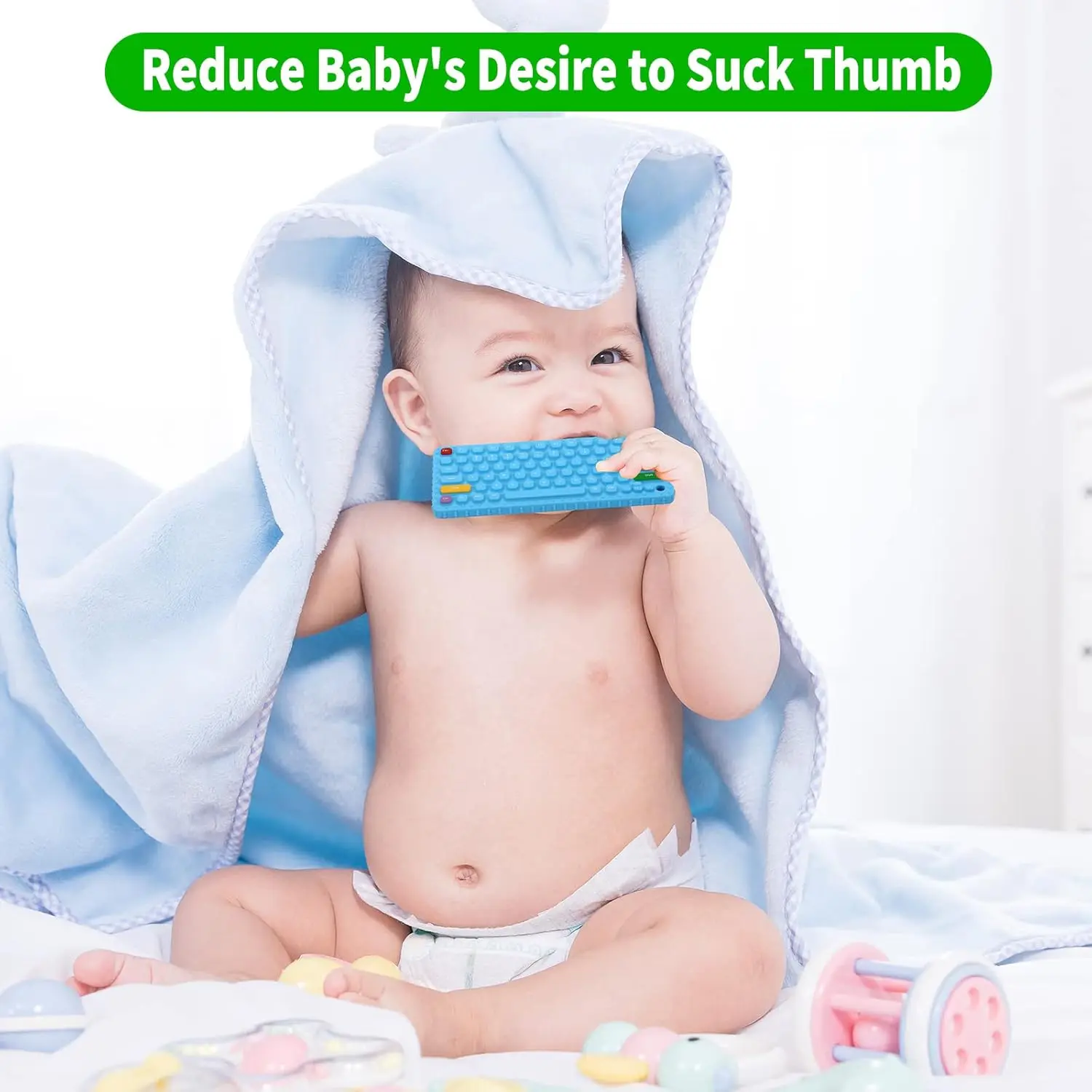 1PC Silicone Baby Teething Toys Keyboard Shape Teether Toy BPA Free Silicone Teething Chewing Toy Sensory Keyboard Teethers Toys 3