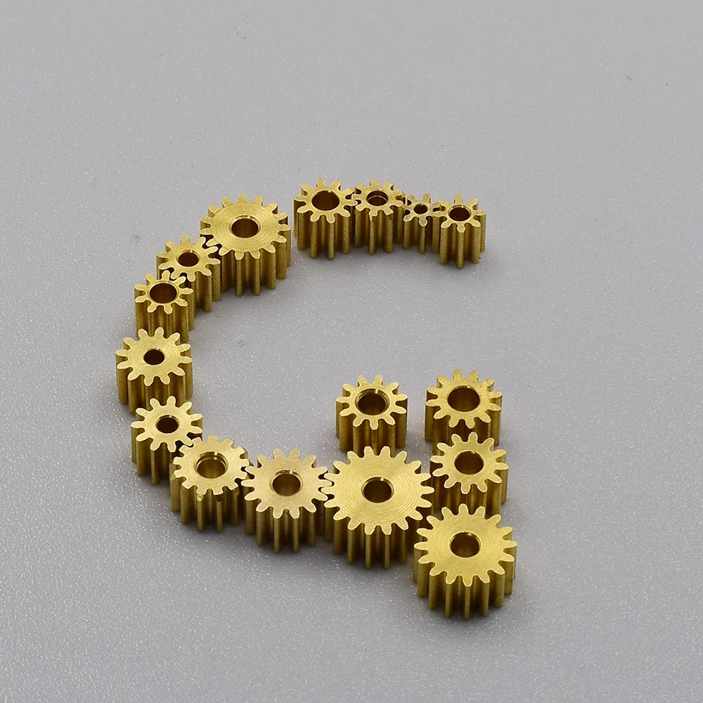 Brass Gear 7T-16T 18T 0.4M Modulus Fit 1mm 1.5mm 2mm Shaft Toy Car