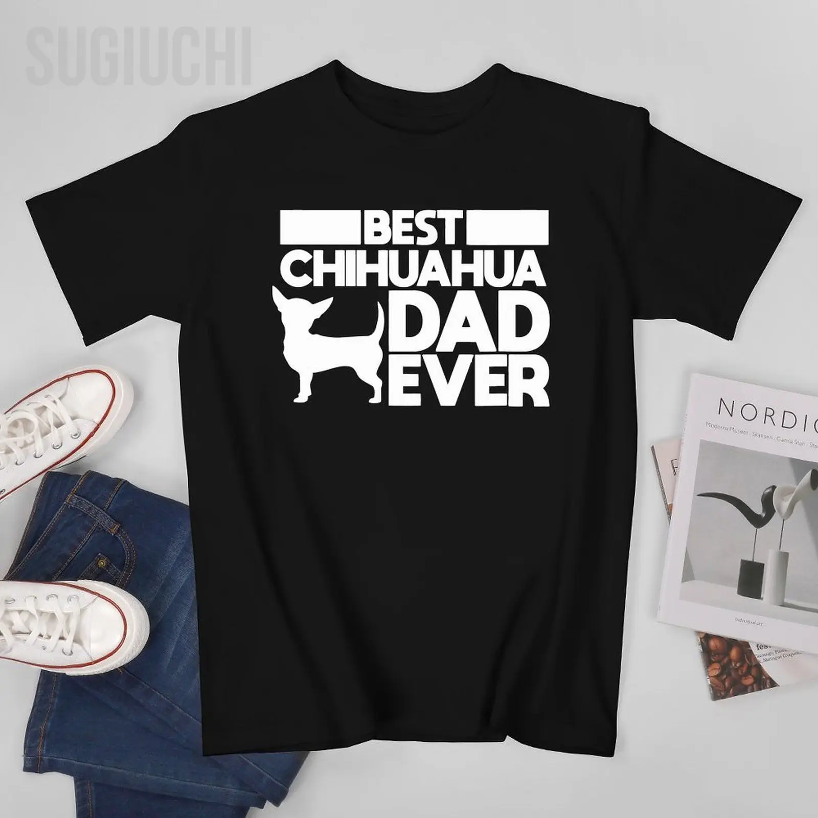 

Футболка унисекс с надписью «Chihuahua Dad Ever», 100% хлопок