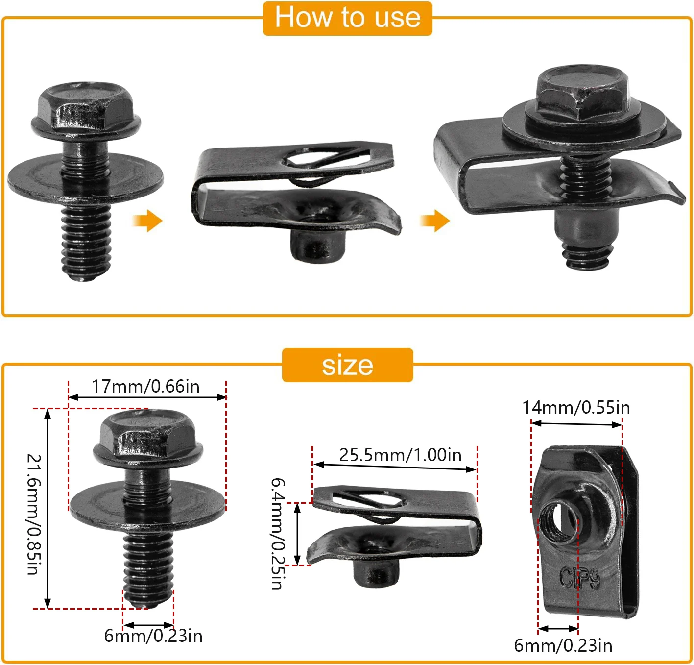 DIMITU Clip per dadi aggiornate Automotives  Clip M4 M5 M6 M8 Clip di fissaggio a U Clip di montaggio dado per motore automatico