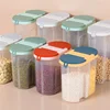 M/L Double Grid Cereals Jar Plastic Food Storage Container Kitchen Organizer Eco Friendly Cookie Box Dried Grains Tank with Lids 6