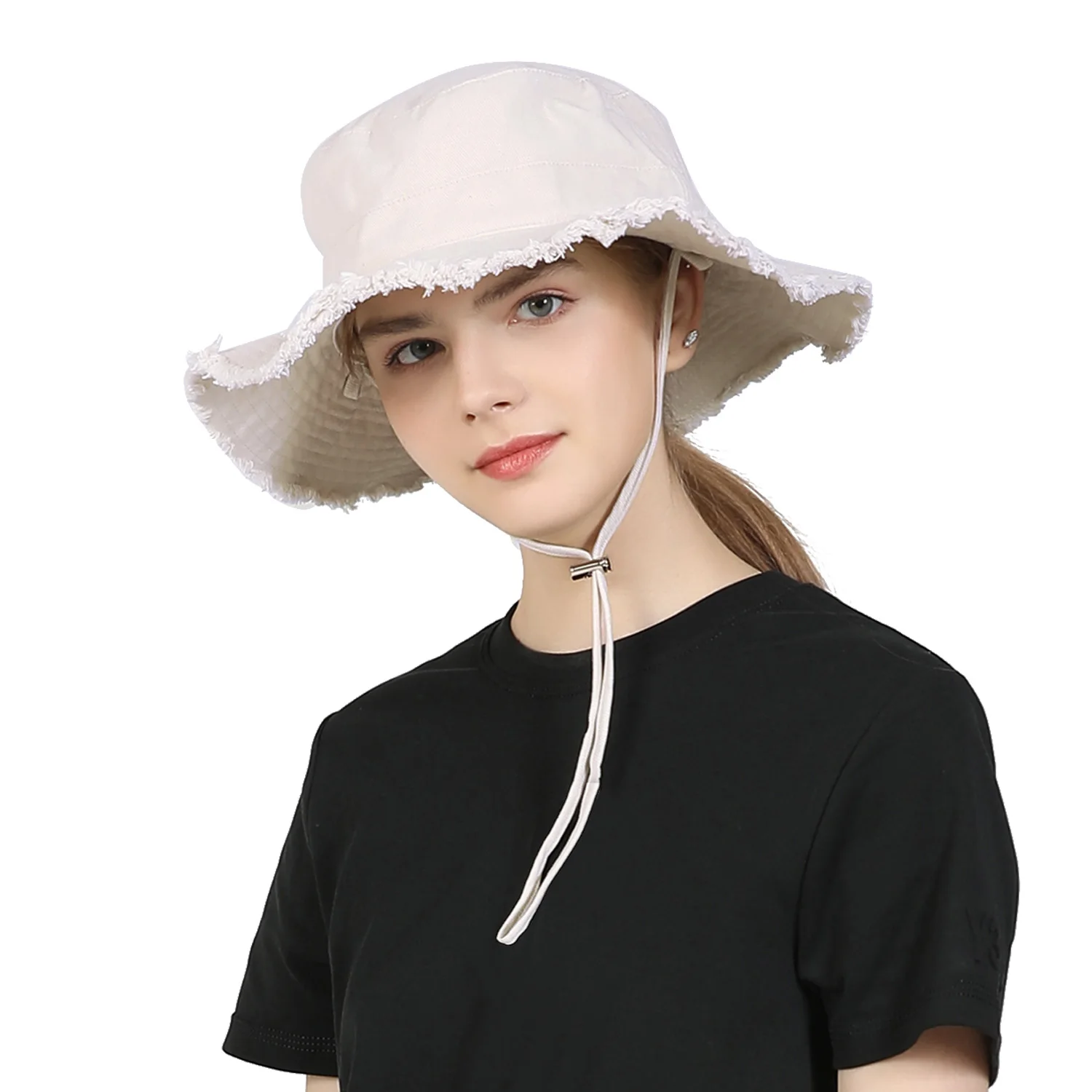 

Connectyle Women Men Washed Bucket Summer Sun Hat Cotton Lightweight Breathable Adjustable Ladies Outdoor Sunscreen Solid Cap