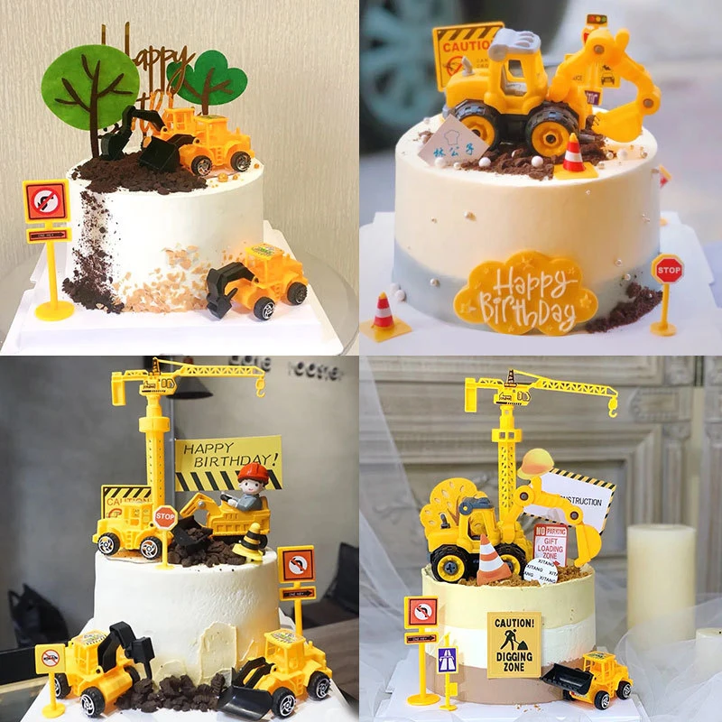 

Engineering Vehicle Cake Decor Digging Machine Cake Toppers Crane Cake Decors Happy Birthday Party Decor Kids Boys Birthday Gift