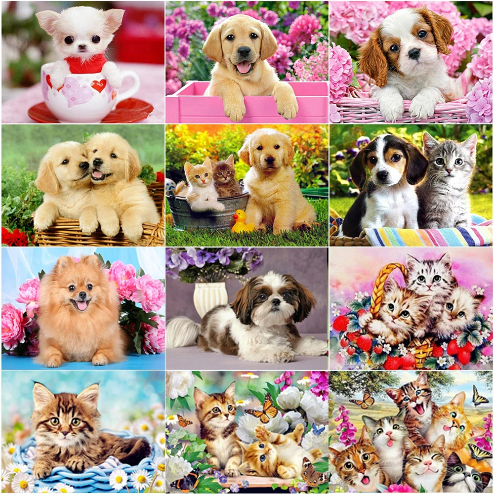 5D Diamant Malerei Set Hunde & Katzen - 30x40cm DIY Kristall Strass Bild