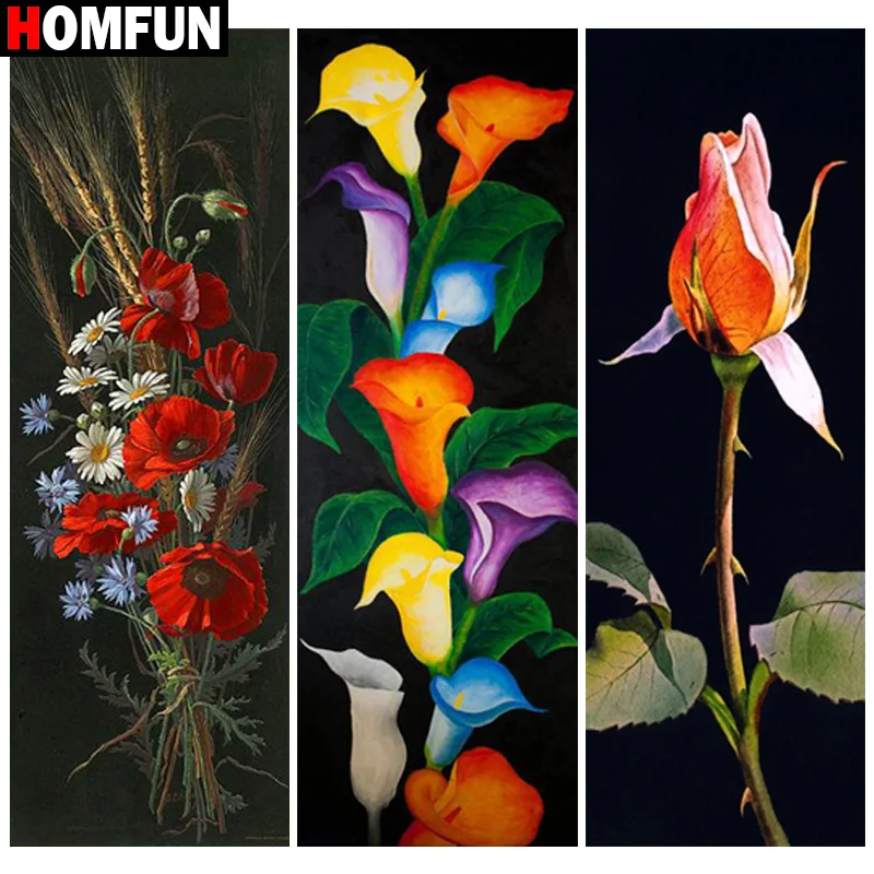 

Алмазная 5D картина HOMFUN «сделай сам», «Пейзаж, роза, Лилия», полная Алмазная вышивка, фото детской модели, для праздничных подарков