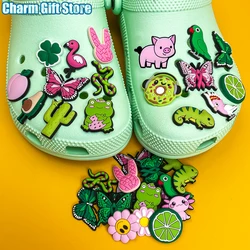 1pcs Avocado Cactus Green Charms Frog Pig Butterfly Parrot Shoe Decoration Accessories Snake lizard Shoe Charms peach Shoe Pins