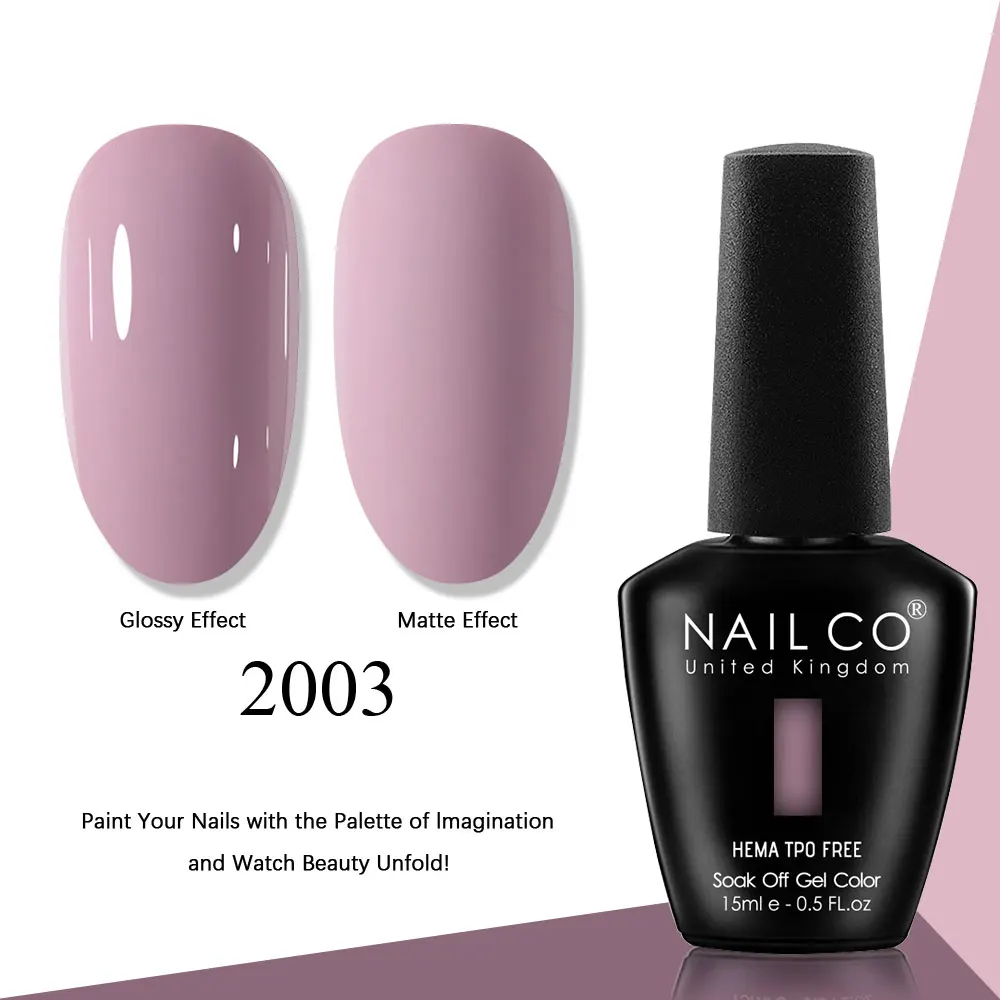 NAILCO Gel Nail Polish Pink Collection - 15ml Glitter & Nude UV LED Gel Varnish Set