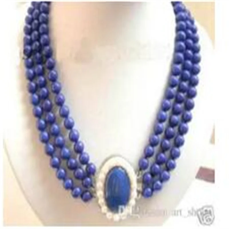 charming-jewelry-3row-real-lapis-lazuli-white-pearl-clasp-necklace