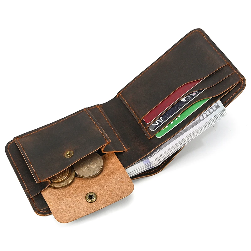 Portamonete da viaggio di alta qualità Portafoglio da viaggio in vera pelle da uomo Porta carte da donna Borsa corta da uomo moda retrò Portafoglio retrò da uomo - immagine 6