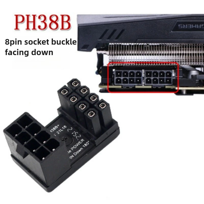 그래픽 카드 180 ° 전원 공급 장치 어댑터 커넥터 엘보 GPU PSU 스티어링 커넥터 PCI-E 6Pin 8Pin 회전 배선 유물