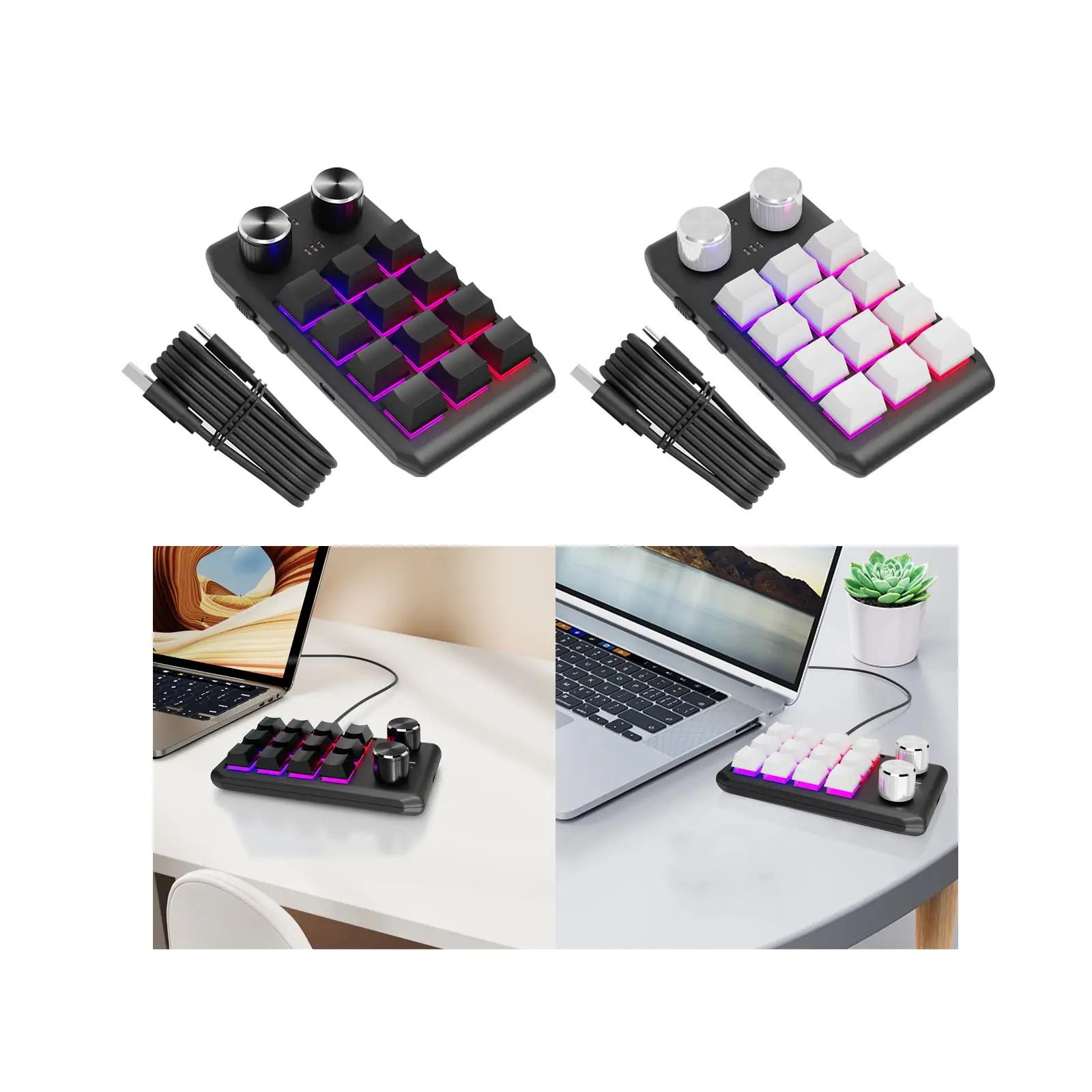 기계식 키보드 미끄럼 방지 RGB LED 12 키, 실험실 음악 디자이너