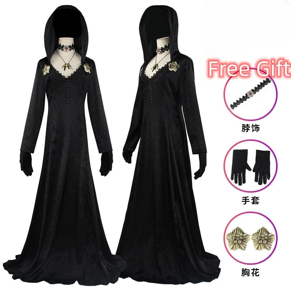 Resident Village Vampire Evil Cosplay Bela Dimitrescu Dress and Pendant (M or L)