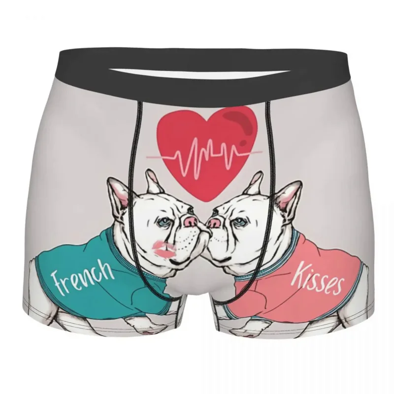 

French Bulldog Pet Valentine Kisses Underpants Cotton Panties Men's Underwear Print Shorts Boxer Briefs