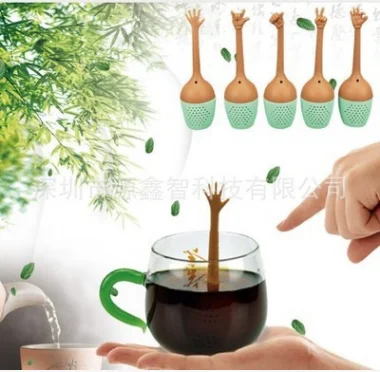 Tea Infuser Funny Hand Gestures Tea Infuser Black Tea Strainer FDA Grade Silicone Loose Leaf Herbal Spice Holder Brewing Tools