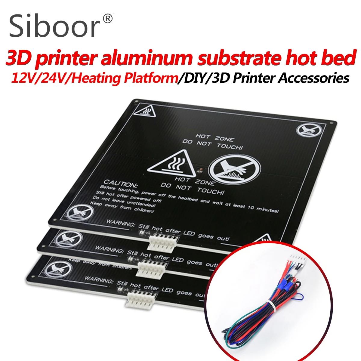 12V 24V Heated Bed Aluminum Heatbed Platform Kit for Anet A8 A6 Hotbed Plate MK3 Hotbed with Wire Cable 3D Printer Parts DIY Kit