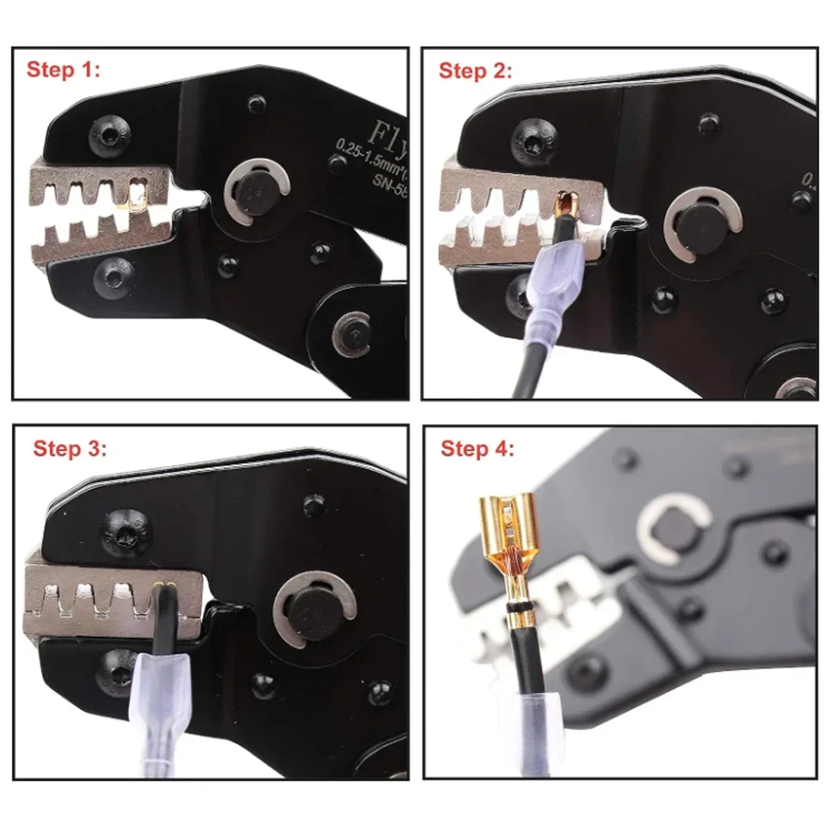 압착 도구 SN-58B 펜치 XH2.54/DuPont2.54/2.8/4.8/6.3/비절연/페룰 단자 래칫팅용 교환식 조