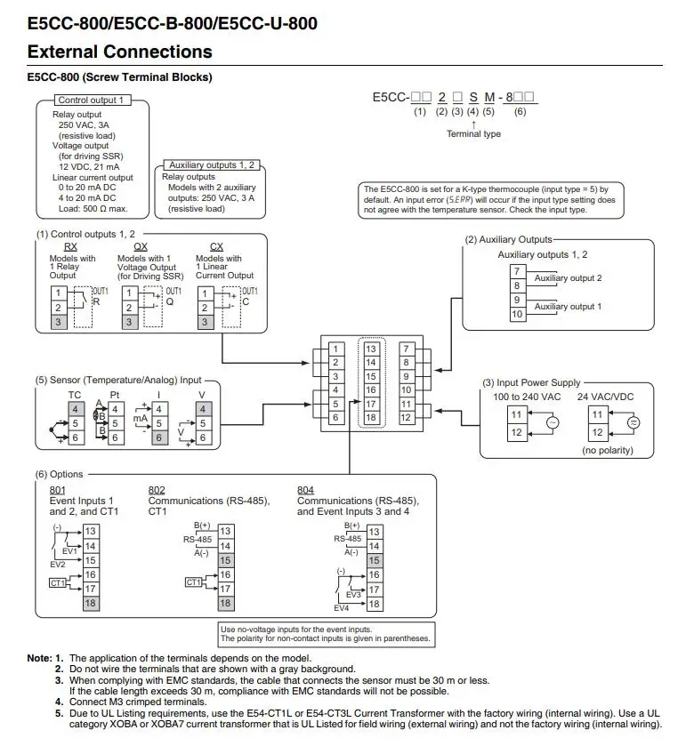 Autêntico Original OMRON E5CC-RX2ASM-800 E5CC-QX2ASM-800 E5CC-CX2ASM-800 Digital