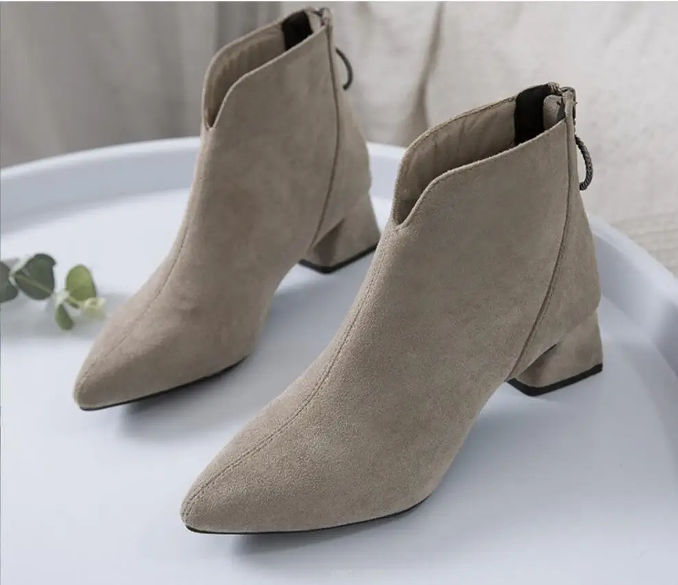 New Spring Winter Women Pumps Boots High Quality Women's suede pointed fashion thick heels Ladies Boots Shoes Suedes High Heels